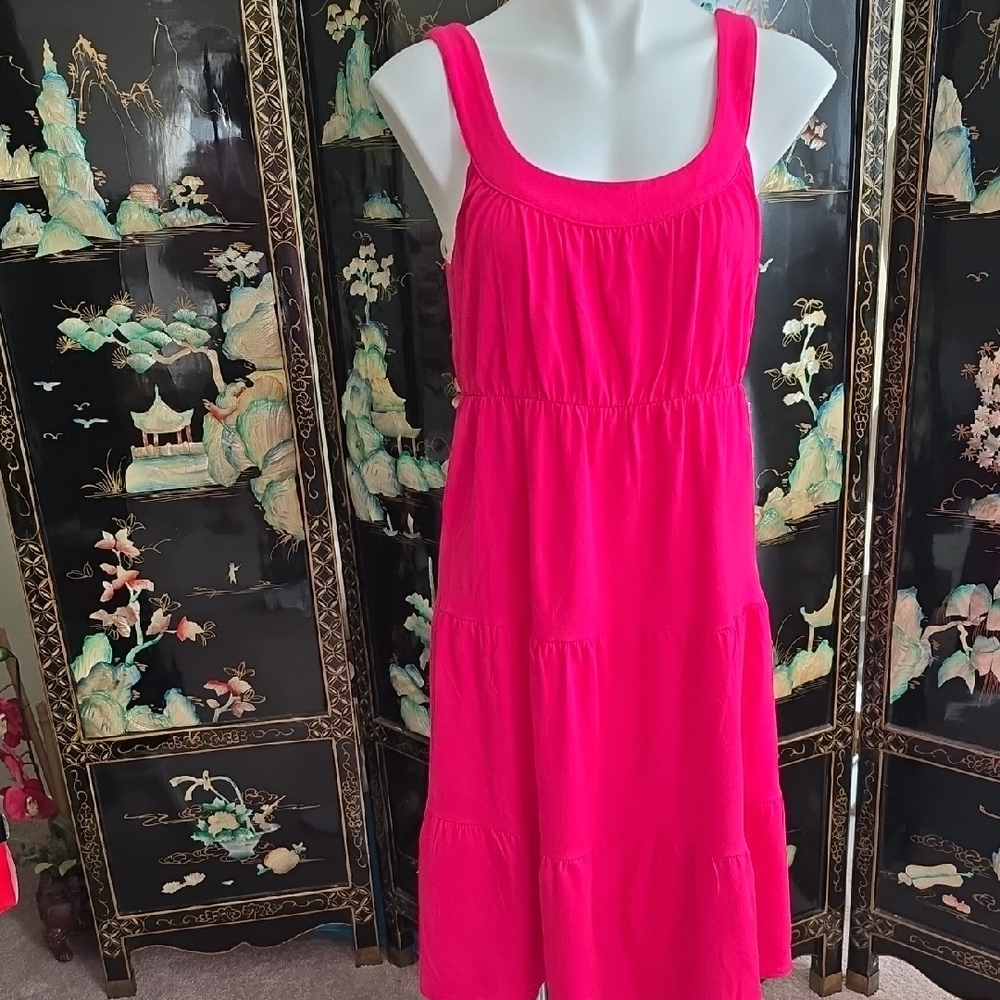 Fashion Bug Bright Pink Tiered Midi Dress